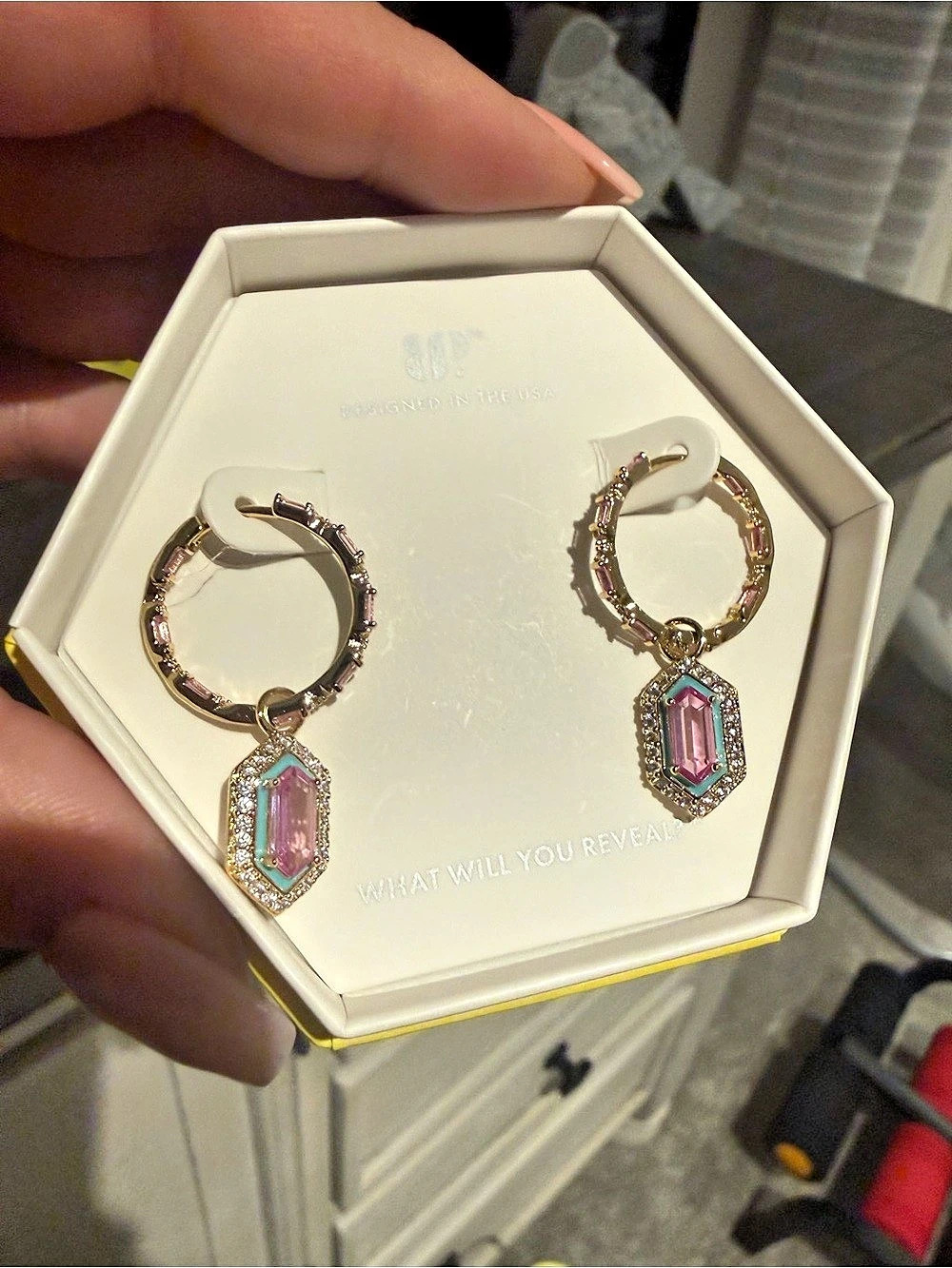 Bomb Party The Saylor Earrings Pink & Gold Hoop Earrings NWT